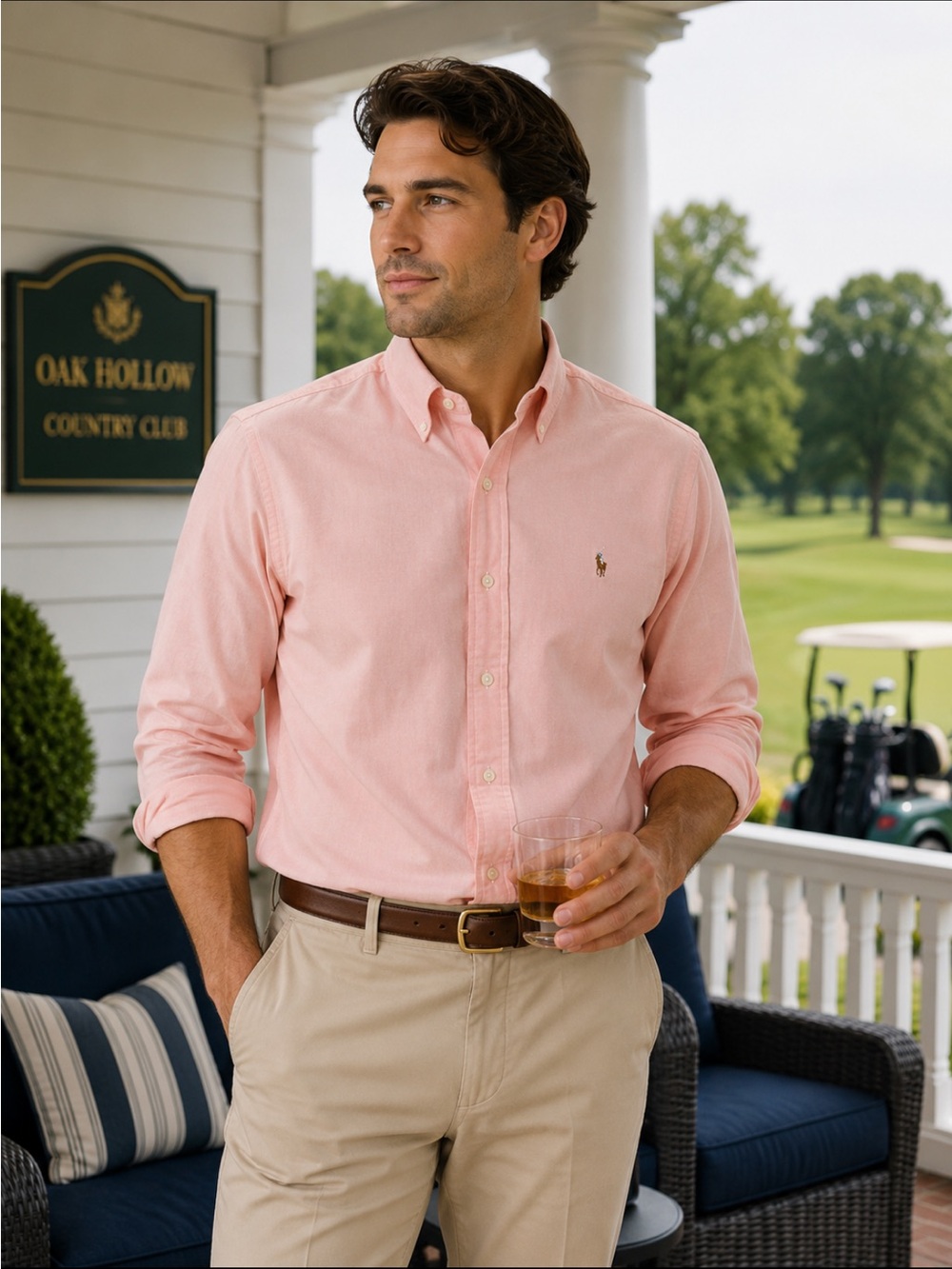 Ralph Lauren Men's Pink Button-Down Oxford Shirt.